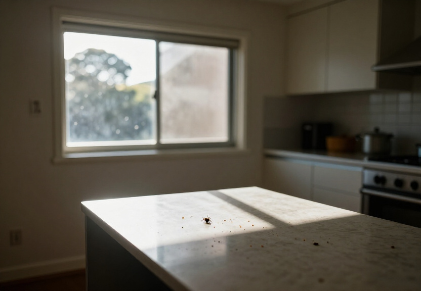 Spider webs and droppings in a Marsden Park garage before treatment